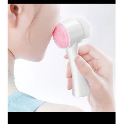 facial brush 2 sisi sikat pembersih wajah silikon