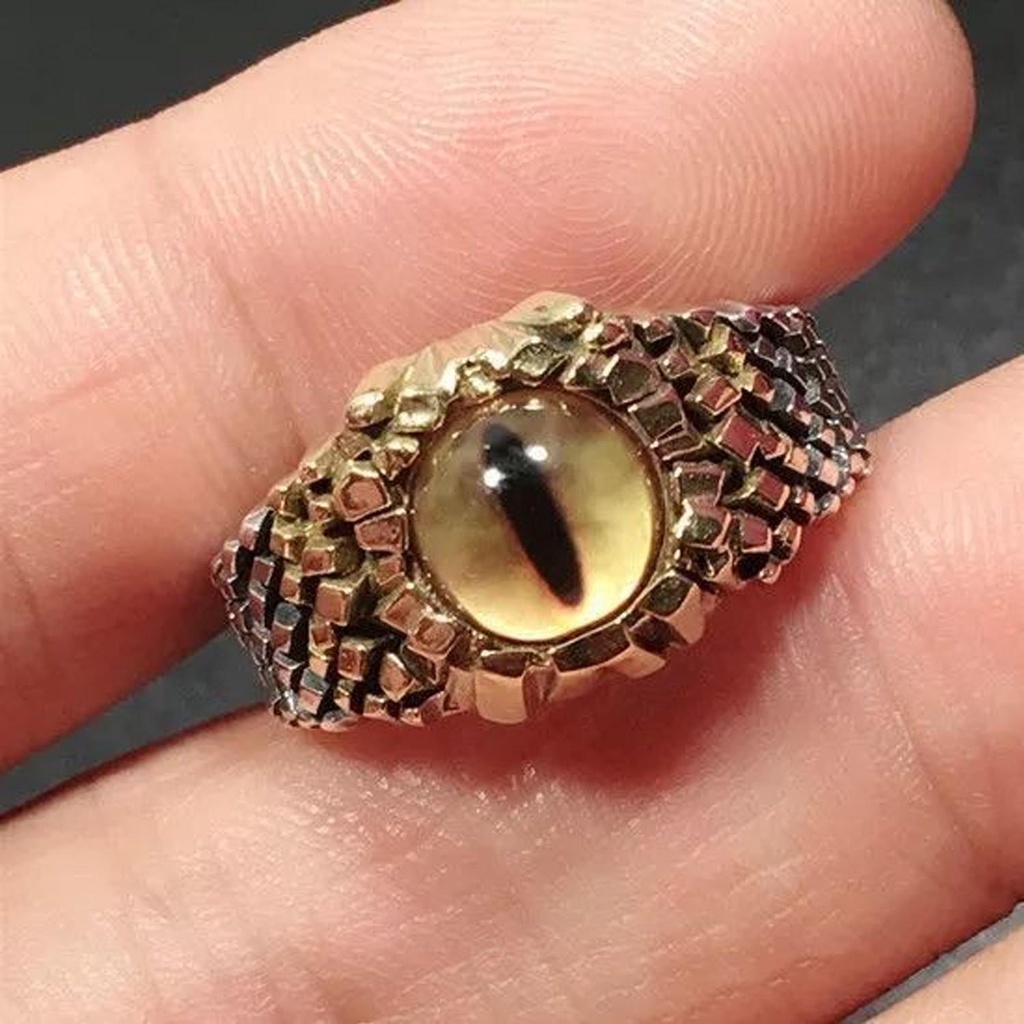 Perhiasan Cincin Python Nanas Cincin Ular Gaya Punk Redstone Eye Pria