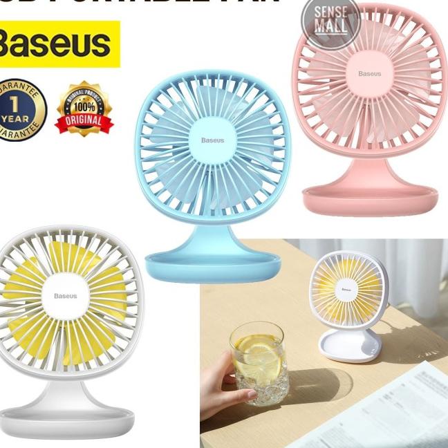 ◘ BASEUS PUDDING SHAPED FAN USB PORTABLE KIPAS MEJA 3 SPEEDS ORIGINAL - Merah Muda ➷