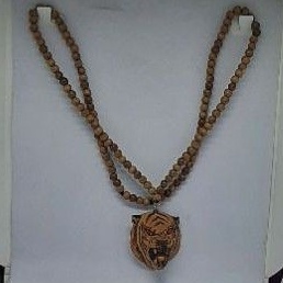 kalung Kayu Kaboa sancang Ukir MACAN Butiran Kayu Nagasari 6mm