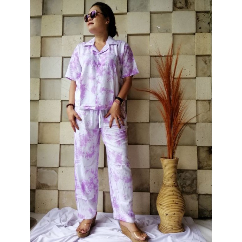 Set Pajamas Tie Dye Dewasa Fit to L / Bali Set / Piyama Set / Tie Dye