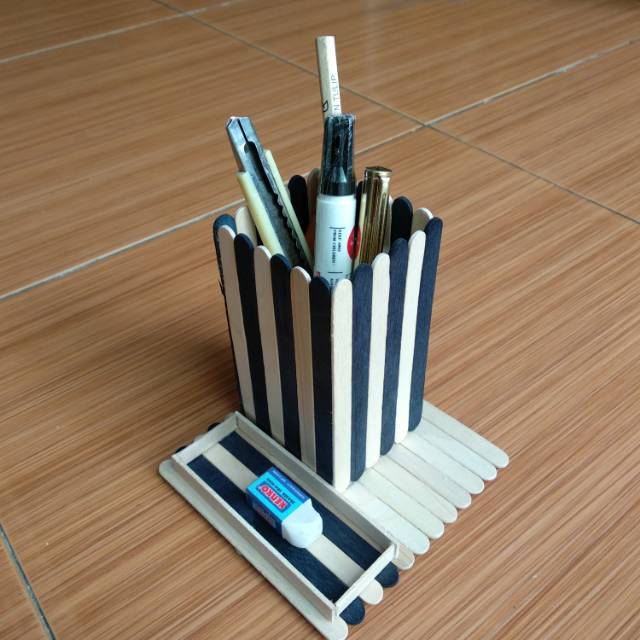 Tempat Pensil  dari  Stik  Es  krim bentuk kotak  Shopee 