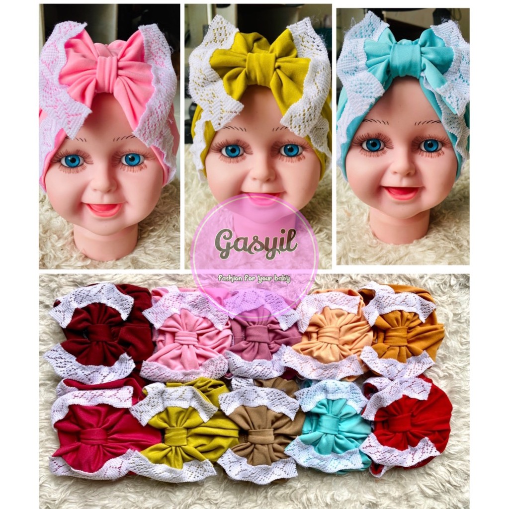 YELLOW - Turban Bayi Gasyil / Turban bayi /Turban Anak Bayi Perempuan/ turban anak murah / turban re
