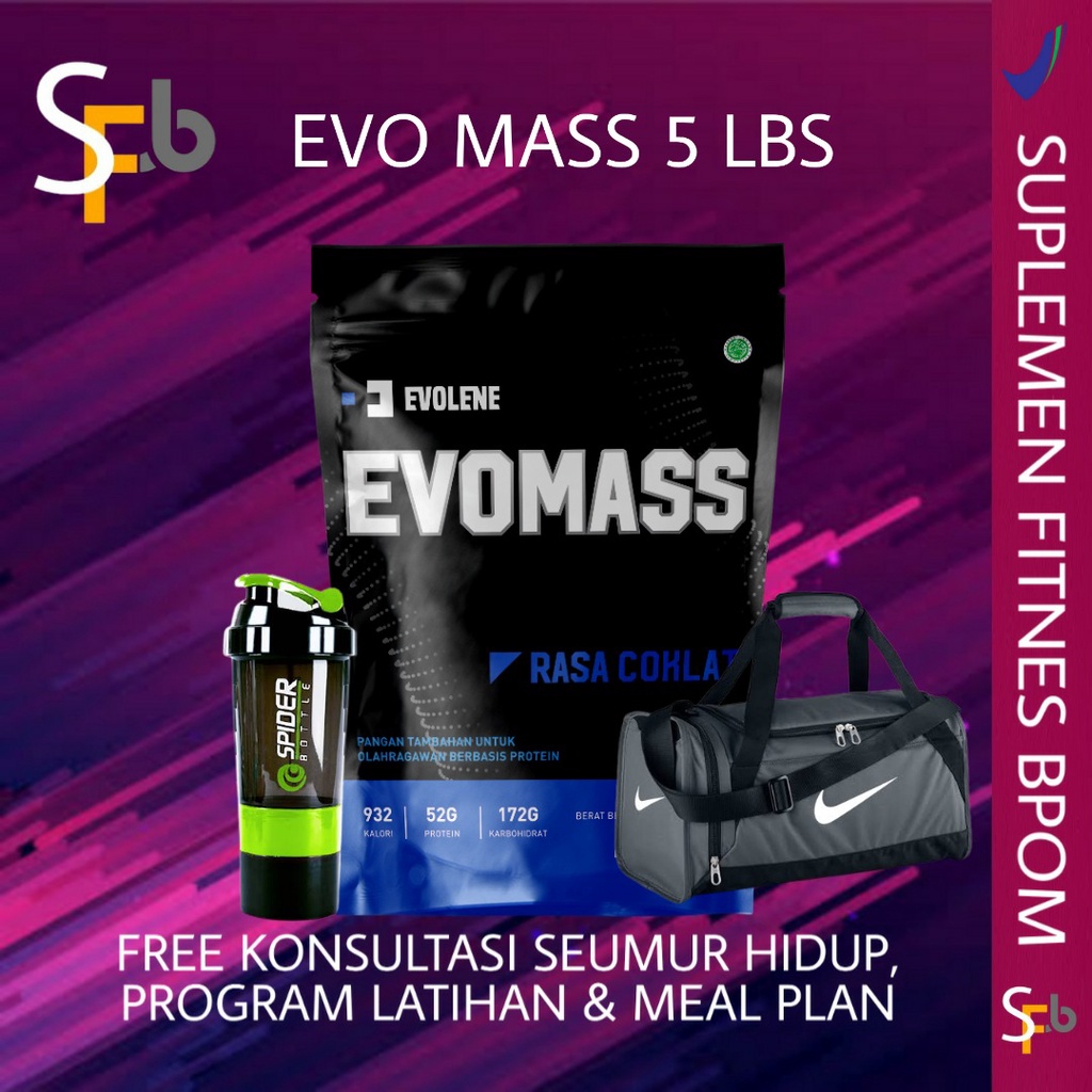 EVOLENE EVOMASS EVO MASS 5 LBS PENAMBAH BERAT BADAN MASS GAINER