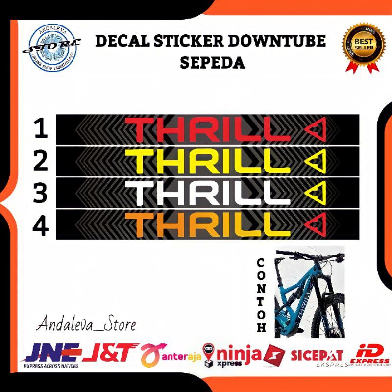 [ PROMO ] Sticker Decal Downtube THRILL / Sticker Sepeda MTB / Stiker Frame Sepeda Gunung Terlaris