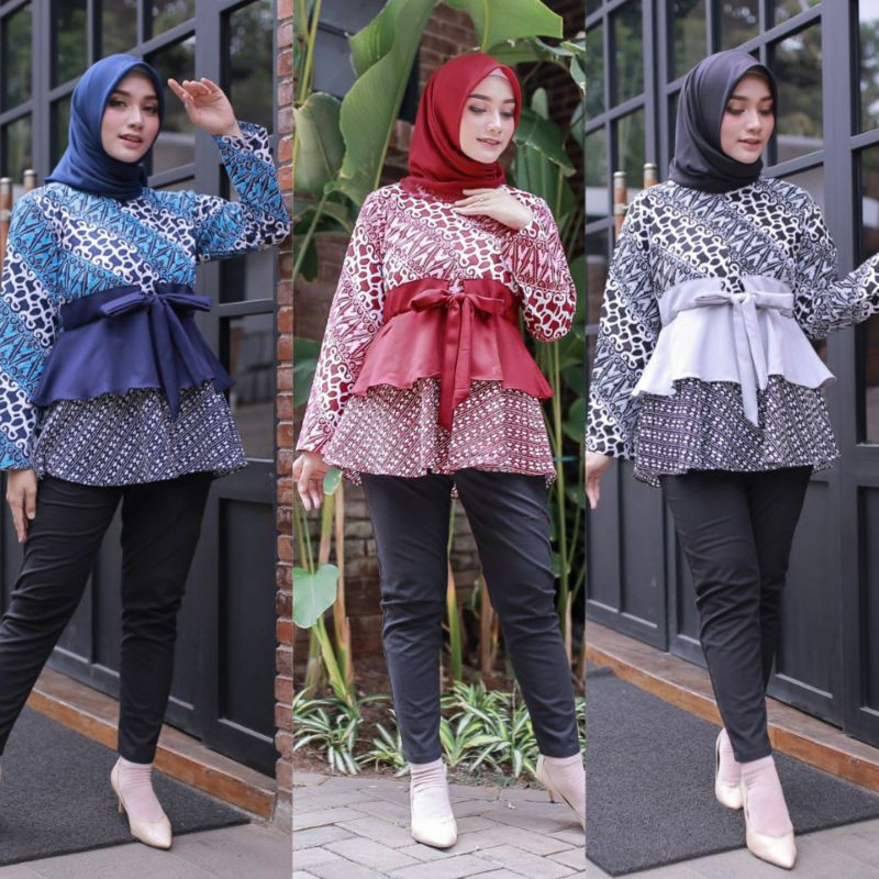 tey-17 Batik wanita ASJ SA HRB026 Kenongo Kemeja Tosca Pendek-4