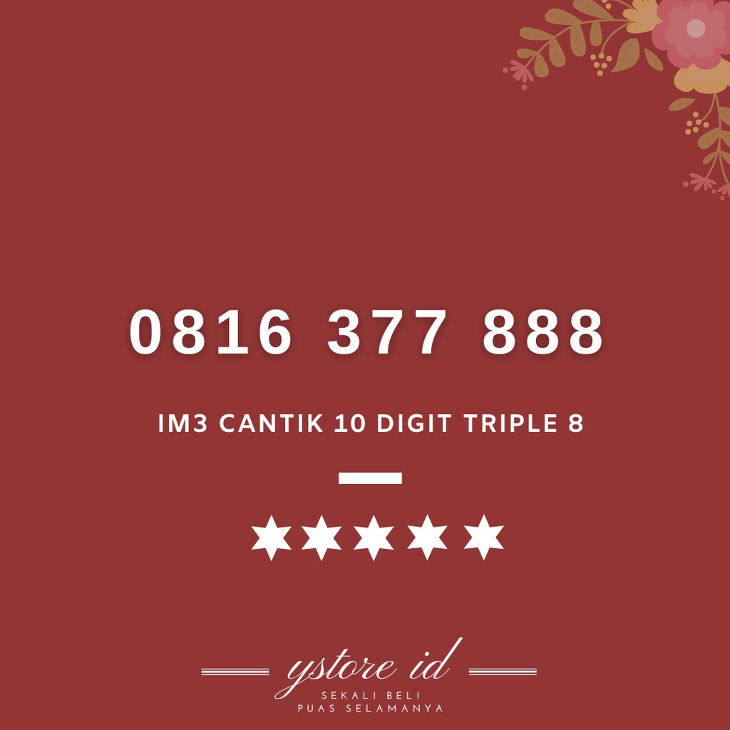 BEST NOMOR CANTIK IM3 10 DIGIT KARTU PERDANA INDOSAT NOMER SERI BELAKANG EKOR UJUNG 888 8888