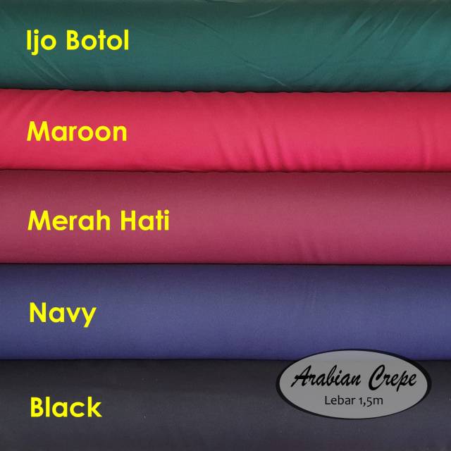 Kain Arabian Crepe Polos Harga Per 0 5 Meter Shopee Indonesia