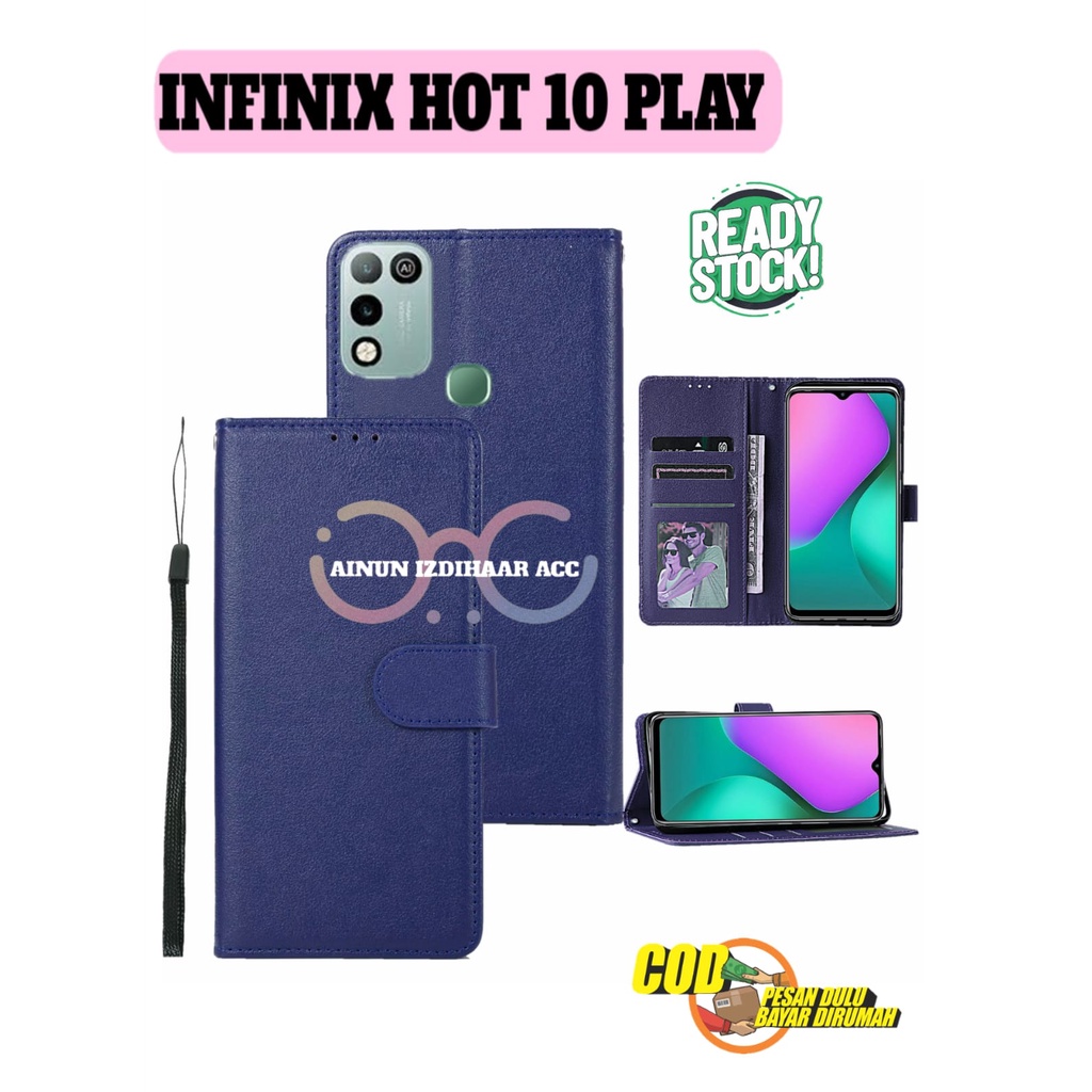 CASE INFINIX HOT 10 PALY FLIP LEATHER COVER WALLET CASING STANDING DOMPET CASING