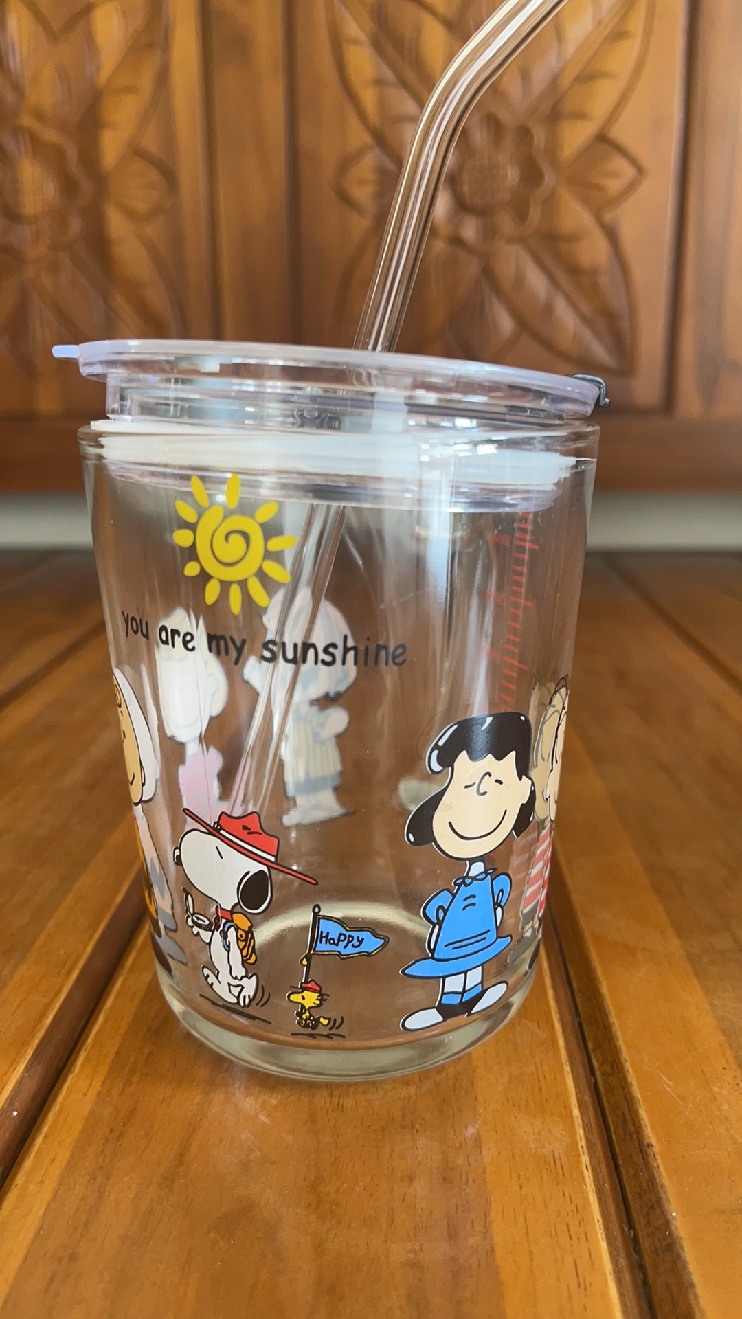 Mug Kaca + Sedotan+ Pegangan/glass Handle + Straw Gelas Kaca Motif Karakter/gelas Karakter 350ml