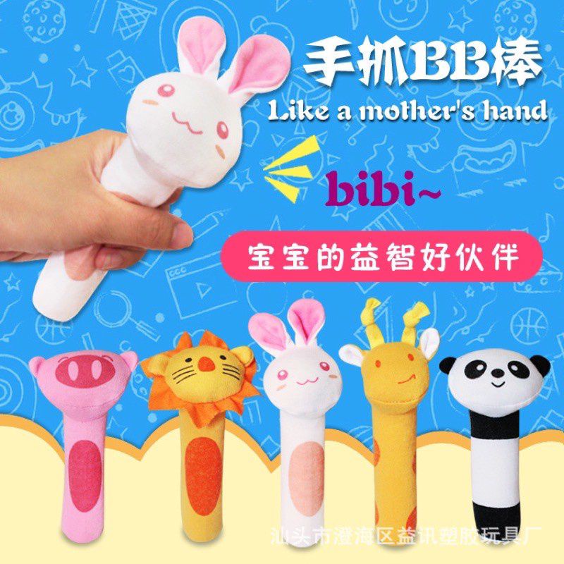 Mainan bayi bunyi boneka tangan tongkat genggam baby hand rattle toy stick