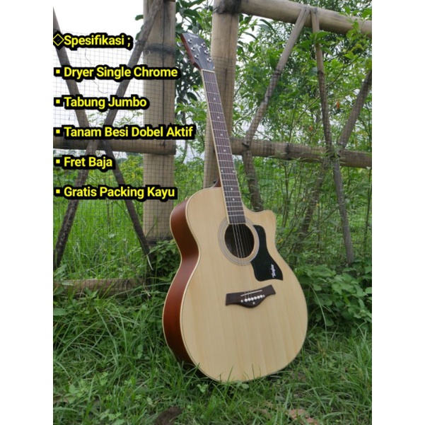 Gitar Akustik Taylor Custom Tanam Besi Gratis Packing Kayu