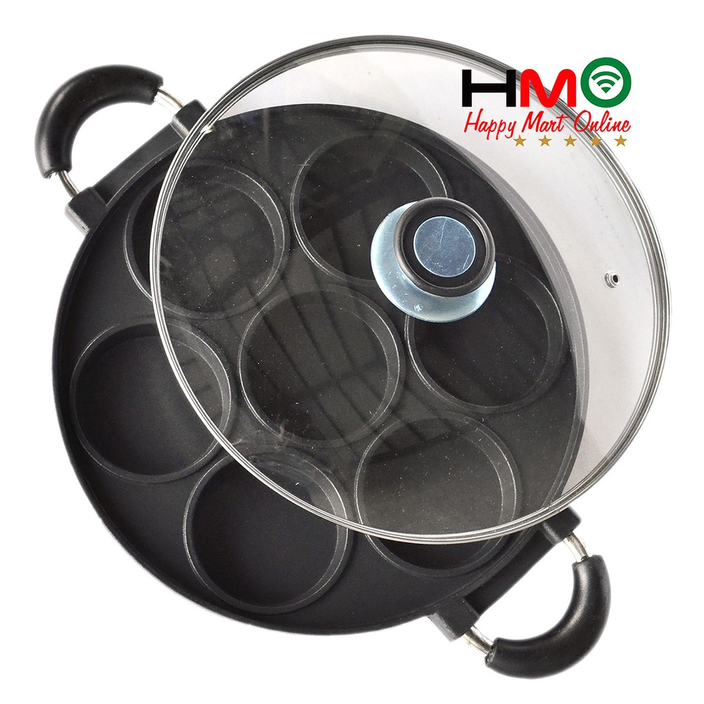 Q2 Cetakan Kue Lumpur Martabak Mini 7 Lubang Datar Anti Lengket Tutup kaca Q2-8506 Q2 8506