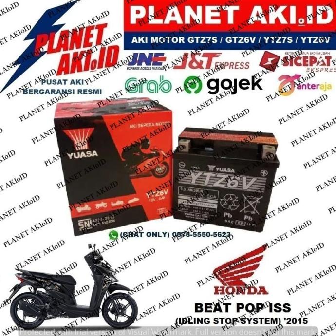 Aki Motor Honda Beat Pop ISS YTZ6V YUASA Accu Kering MF planeta76