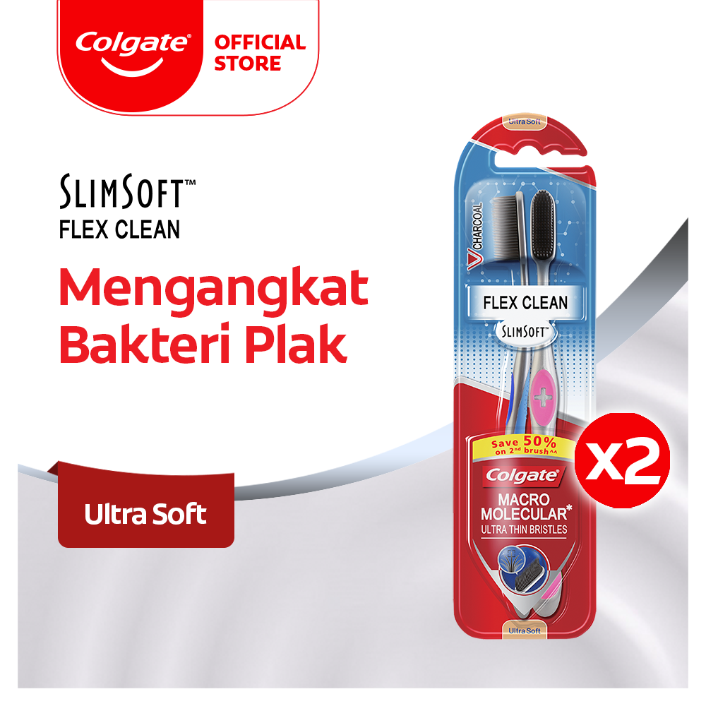 Jual Colgate Flex Clean Sikat Gigi Slimsoft 2 pcs | Shopee Indonesia