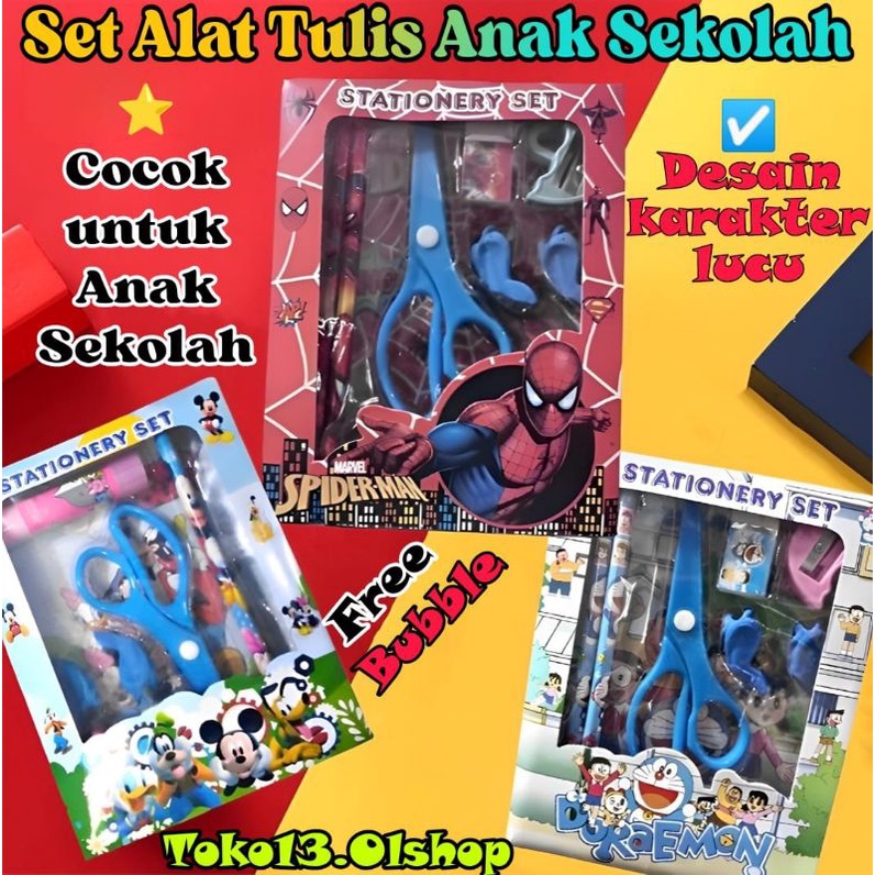 Alat tulis set 9in1 / Alat Tulis Karakter / Set Alat Tulis Anak/⭐Toko13⭐