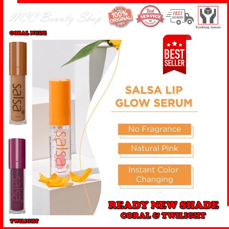 * NCC * Salsa Lip Glow Serum Coral Nude Twilight Health And Moisture Lip Serum Lipstik Pewarna Bibir