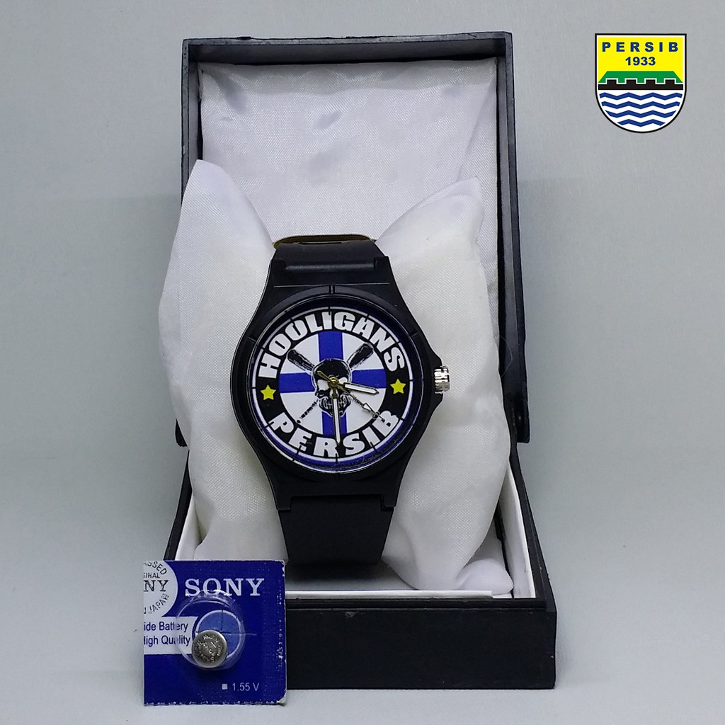 JAM TANGAN PERSIB ANTI AIR #HOOLIGANS (+BOX JAM BB &amp; +BATREI CADANGAN)