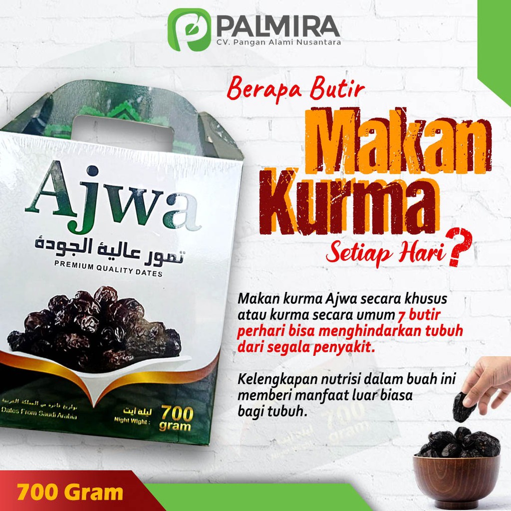 

Kurma Ajwa Madinah ASLI Jumbo Premium Kurma Nabi Kurma Madinah 700 gram