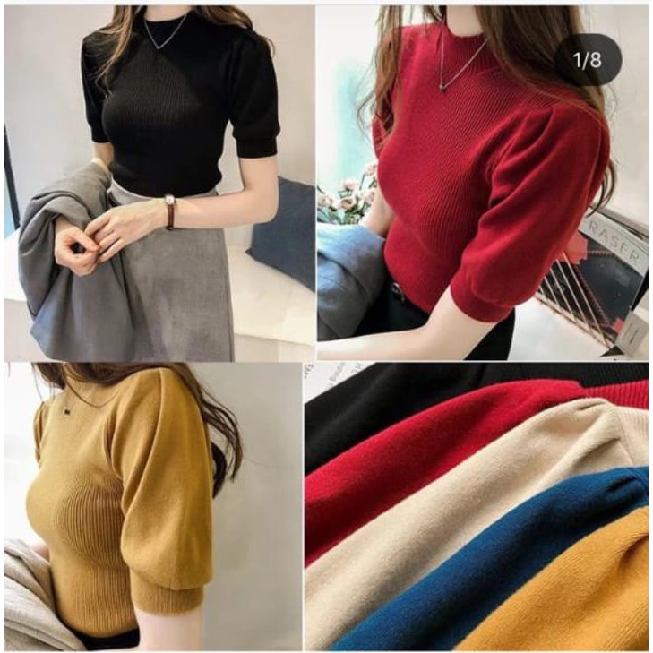 HOPYLOVY - Atasan Wanita Bahan Rajut Velove Knit Top