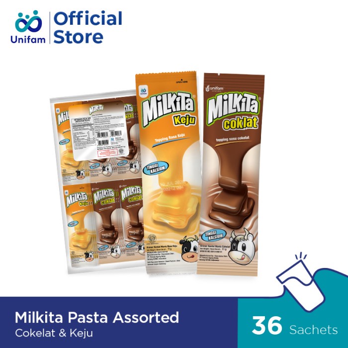 

Krim- Milkita Pasta Assorted Renceng ( Cokelat & Keju ) 36 Pcs -Krim.