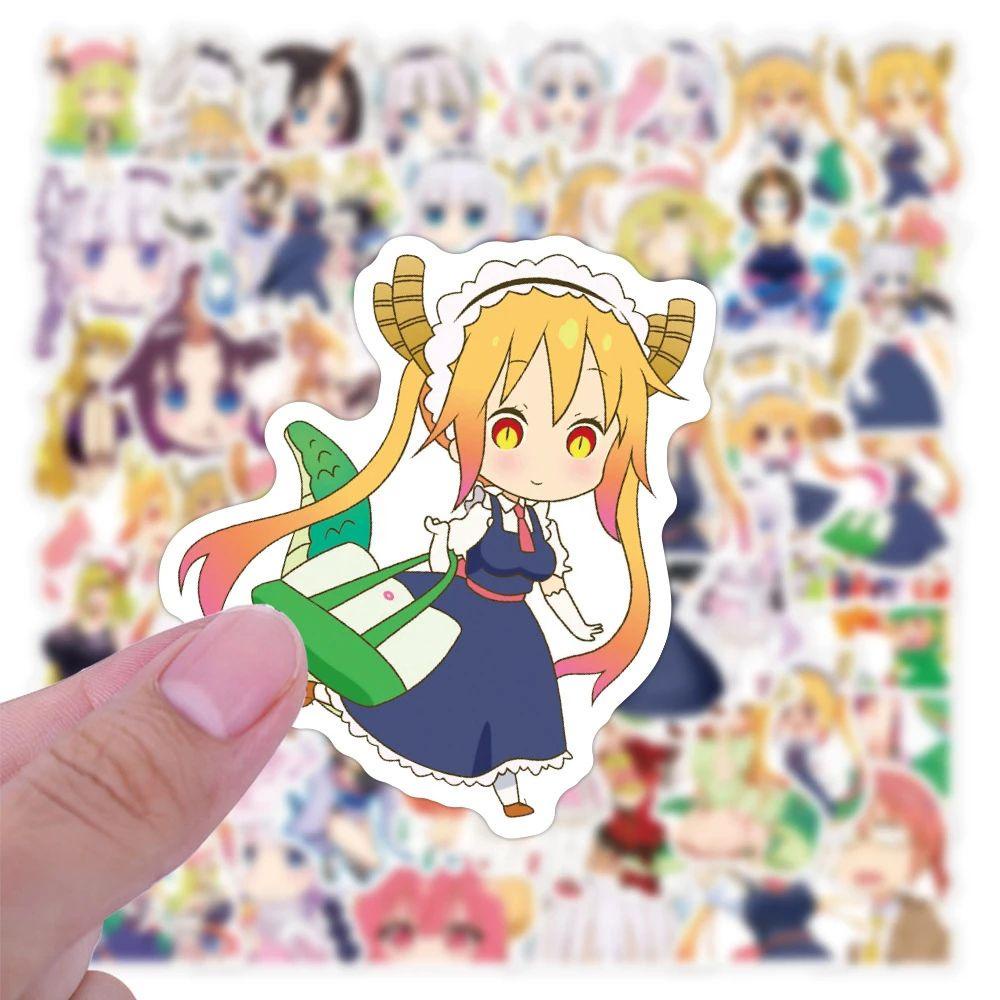 Lanfy Miss Kobayashis Dragon Maid Tahan Air Kreativitas Laptop Self-Adhesive Alat Tulis Stiker Ponsel Dekorasi Graffiti Stiker