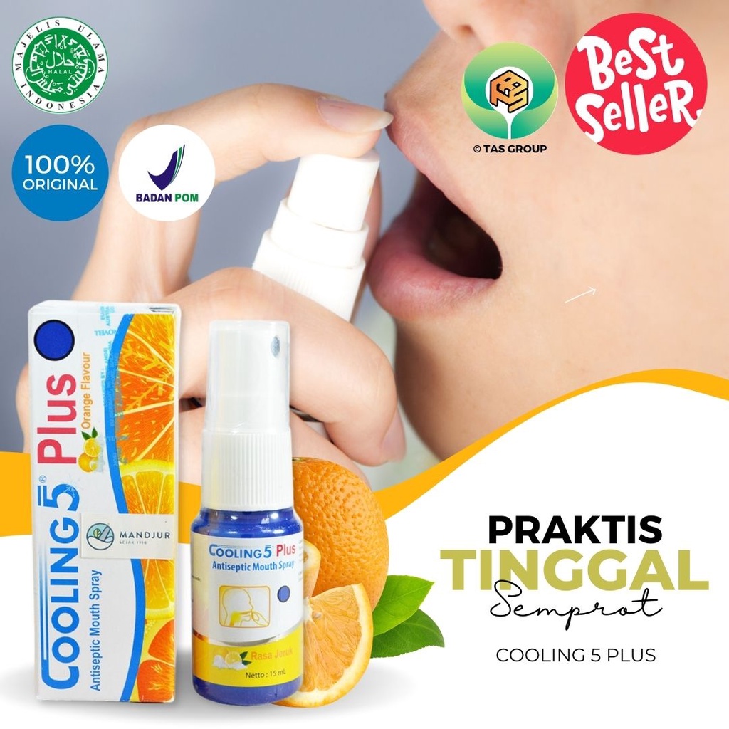 AZO1 Cooling 5 Plus 15 Ml Spray Obat Herbal Nyeri Sakit Gigi Berlubang dan Radang Gusi Bengkak