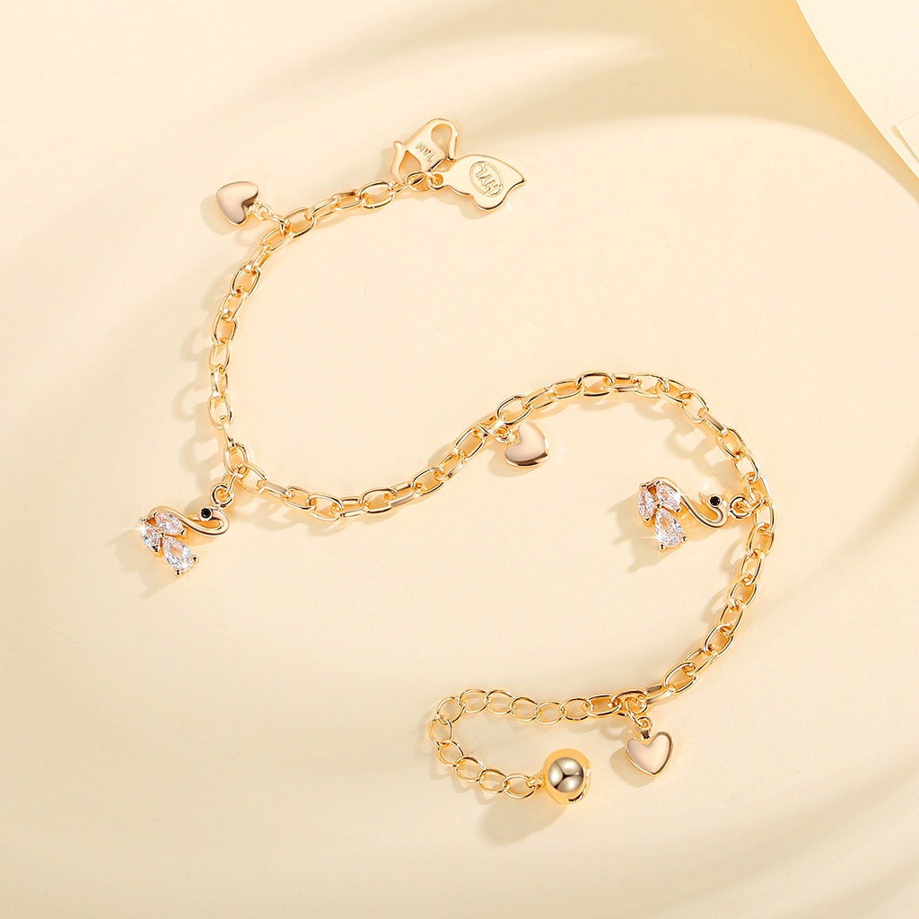 Y571 [COD✔]Gelang Fashion Swan Gelang Zirkon Berlapis Emas Untuk Anak Perempuan Dan Wanita