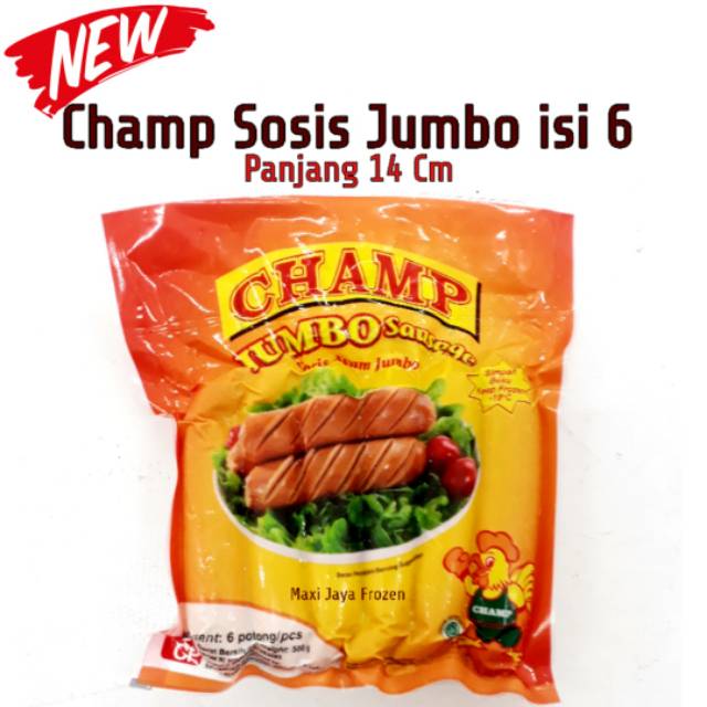 Champ Sosis  Ayam Jumbo isi 6 panjang  14 cm Baru Halal 