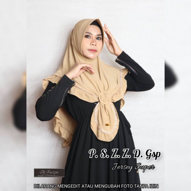 jilbab pet renda Gesper  ori alfaeza