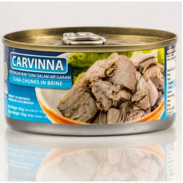 MAKANAN KALENG SIAP SAJI / DAGING KALENG HALAL / DAGING IKAN TUNA KALENG CARVINNA / BUMBU REMPAH