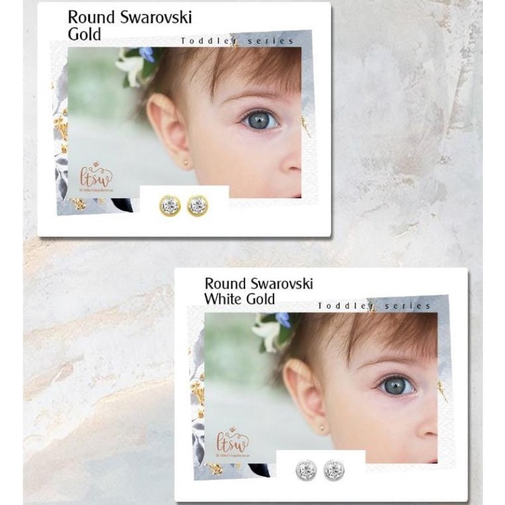 Littlethingshewear - Anting NB & Toddler - Round Swarovzski