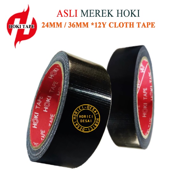 HOKI CLOTH TAPE 24MM*8Y 36MM*8Y ISOLASI WARNA HITAM LAKBAN PEREKAT SUPER MURAH /BAHAN TEBAL JILID LINEN