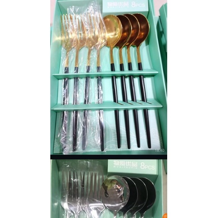 Tableware Gift Box Sendok Garpu Korea, isi 8pc / Hampers / Kado / Souvenir pernikahan