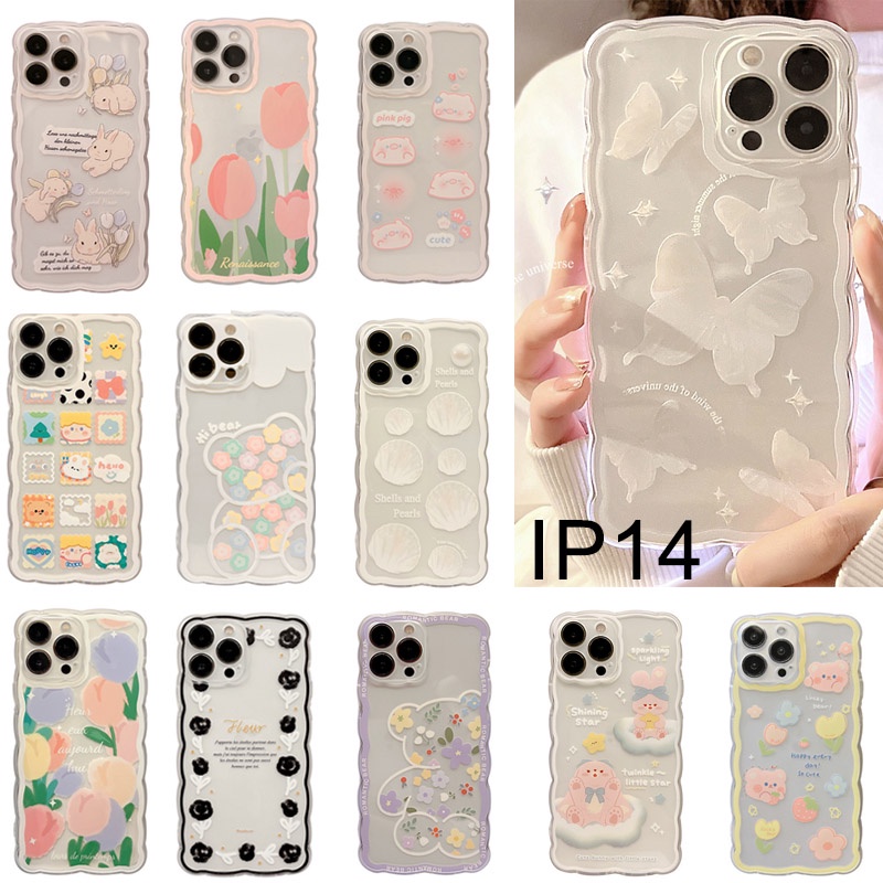 Case Pelindung Transparan Motif Kartun Beruang Butterfly Bunga Untuk Iphone 14 11 8 7 Plus SE2 XS XR 12 13 Mini PRO MAX