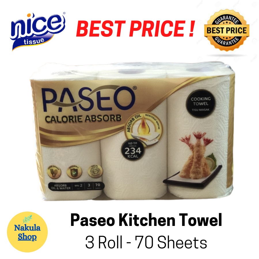 Tissue Paseo Tissue dapur Kitchen Towel 3 roll 70 s - Gold