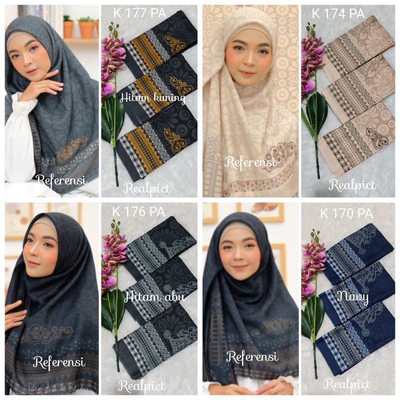 (Khalisahhijab)COD Harga Grosir Kerudung Segiempat Denai Voal Motif Premium Terbaru