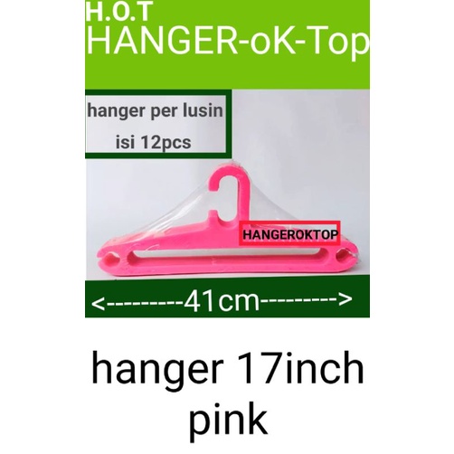 hanger gantungan baju 17in warna ping( 1lusin)