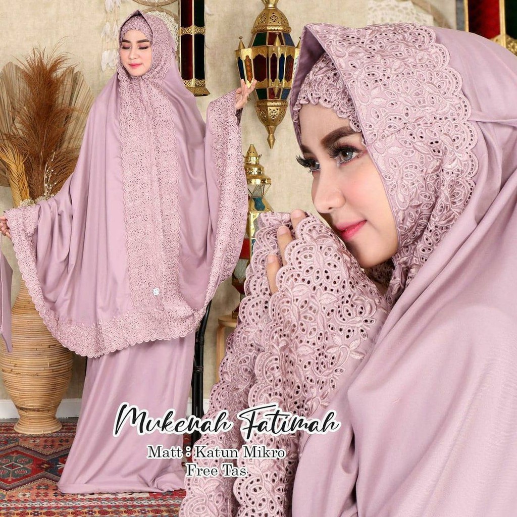 Mukenah Fatimah / Mukena Katun / Mukena Dewasa Fatimah Khadijah Full Bordir KD