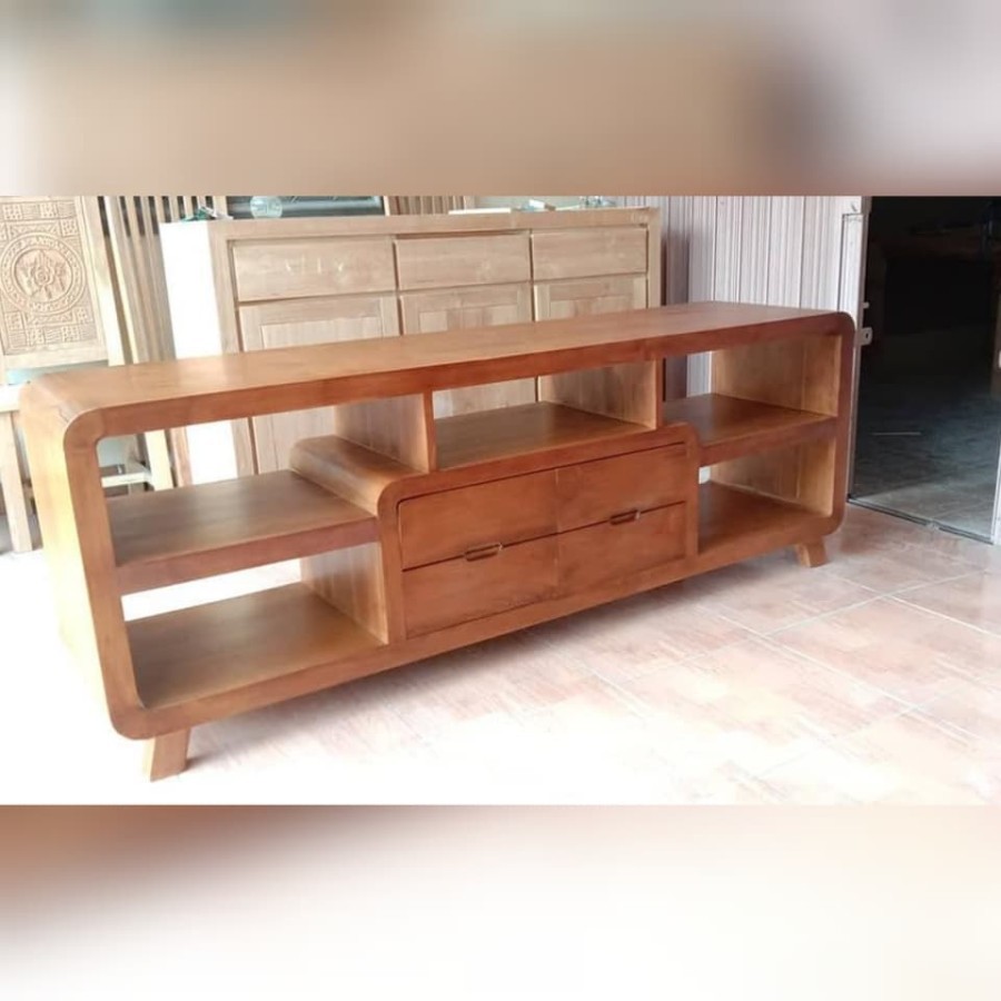 Buffet Meja TV Modern Minimalis Bahan Kayu Jati Panjang 200x45x55 Pengiriman dari Jepara