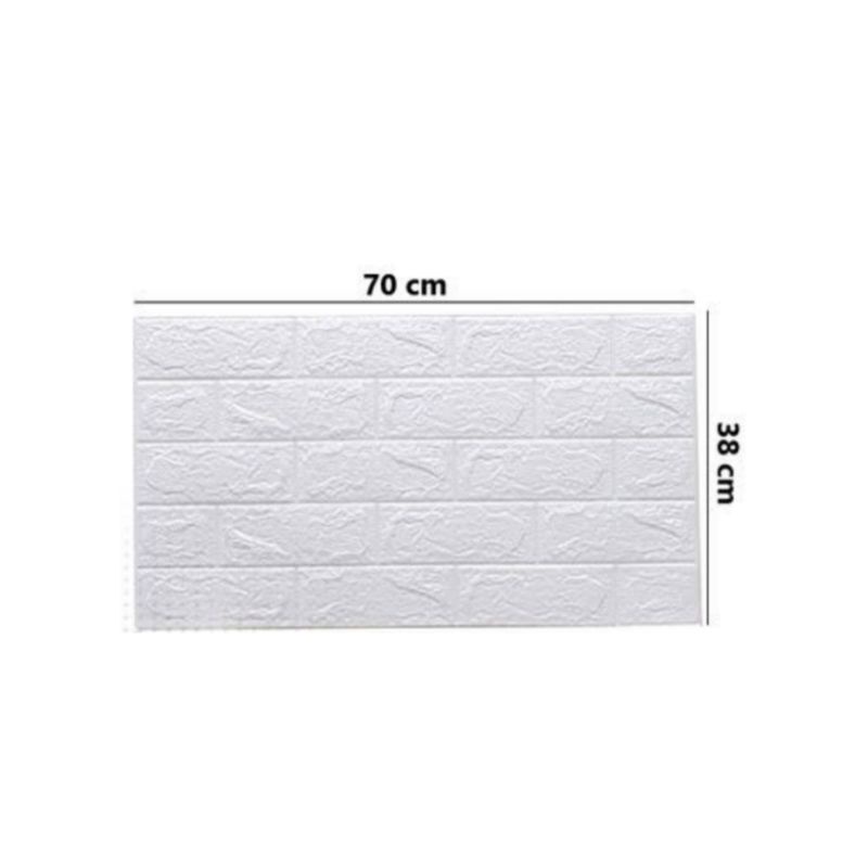 wallpaper dinding batu bata 3D 70x77cm wallpaper batu bata timbul wallfoam high quality-Prmo bata putih70x38