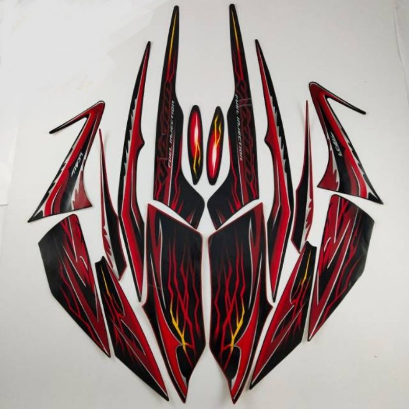 (BAYAR DITEMPAT) striping lis stiker standar ori Vixion old merah hitam 2010 stiker ori Vixion 2010