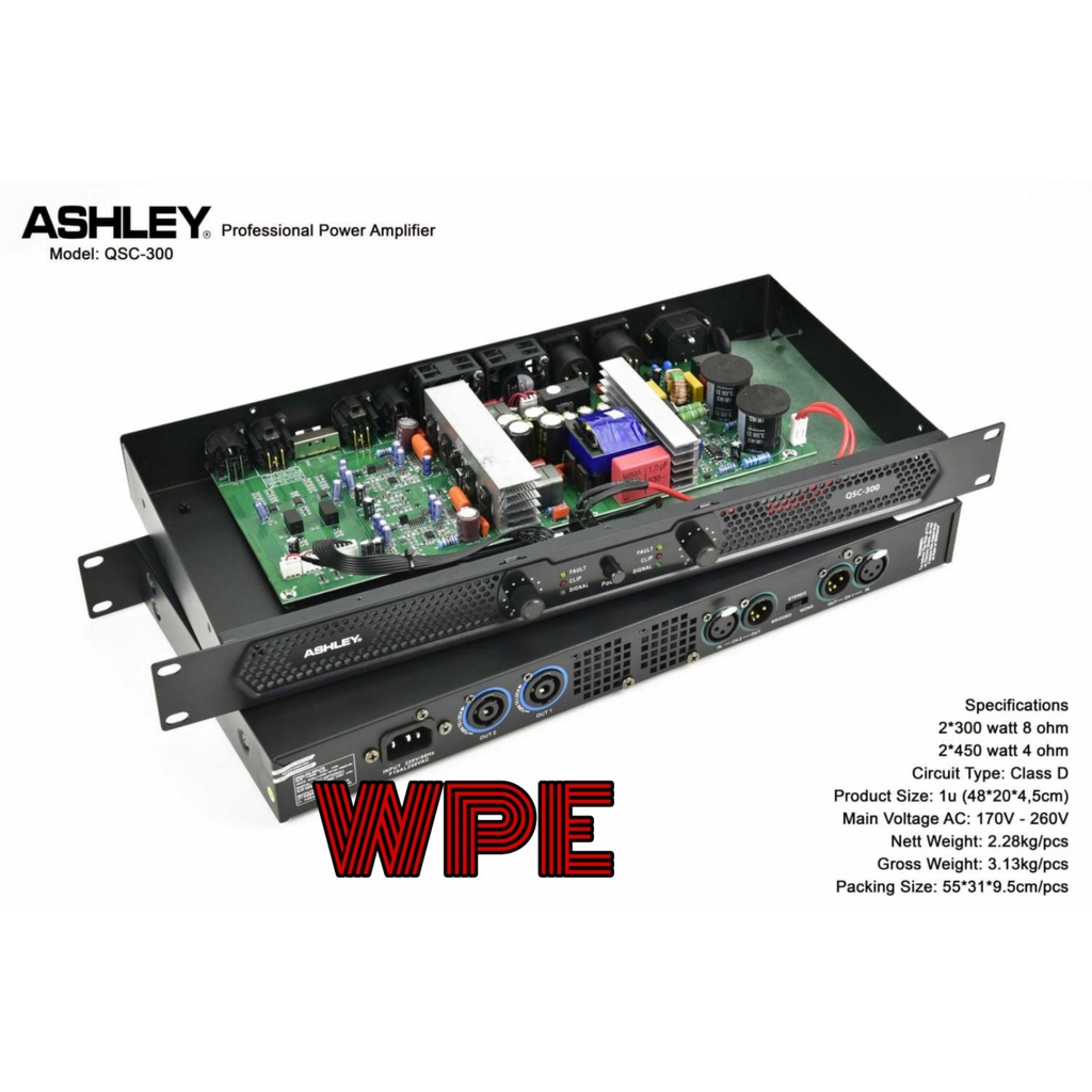 power amplifier ashley qsc300 qsc 300 class D original