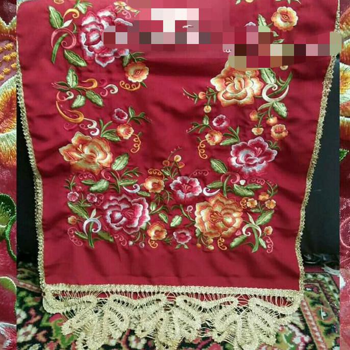 Bukittinggi Original Selendang Koto Gadang - Hijau Tua Bordiran Sulaman