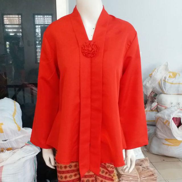 (P92/100) Kebaya floy TANGAN PANJANG kutubaru std-jumbo busui kartini KeroncongBusana (PJG)-Merah Cabe