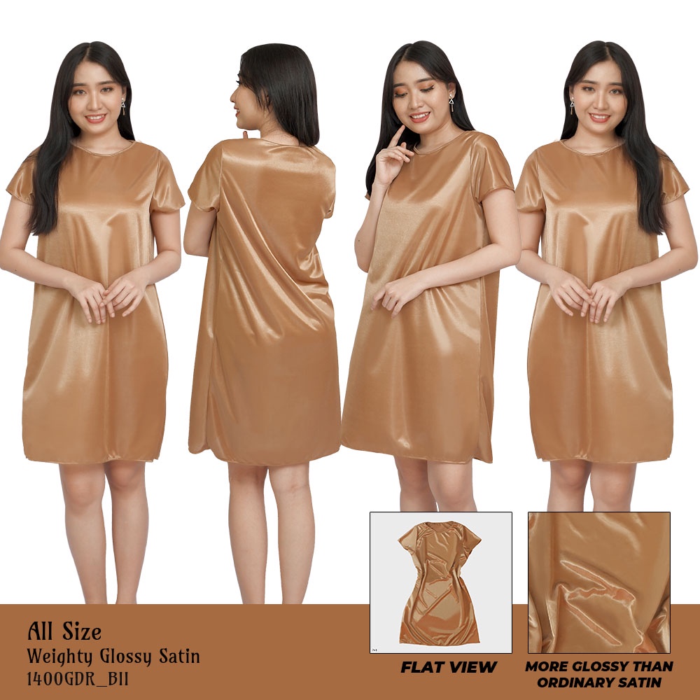 FOLVA tanktop dress baju rumah satin 1400GDR gold all size