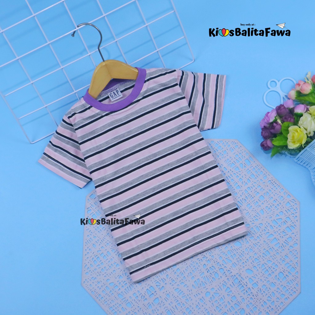 Kaos Geulis  uk 1-2 th / Kaos Anak GIRL Baju Anak perempuan Kaos Salur Cewe Kaos Lengan Anak