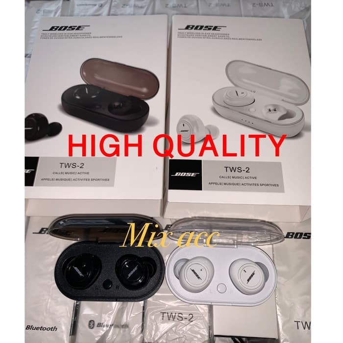 Headset bluetooth BOSE TWS Wireless earphone bluetooth Isi 2 TWS - Hitam