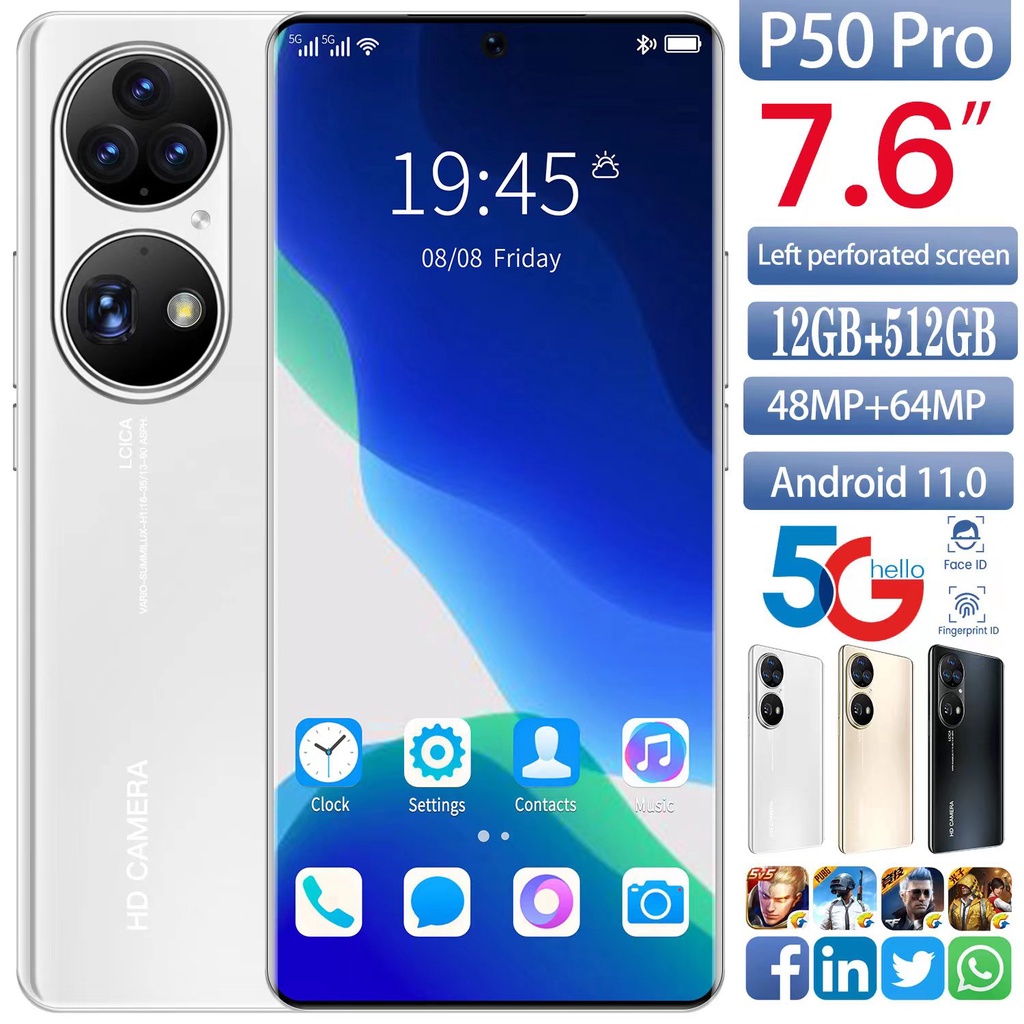 Baru Original Smartphone P50 Pro  RAM 12GB + 512GB ROM hp Android 7.6Inci Handphone Murah Promo Cuci Gudang Siswa Belajar Ponsel