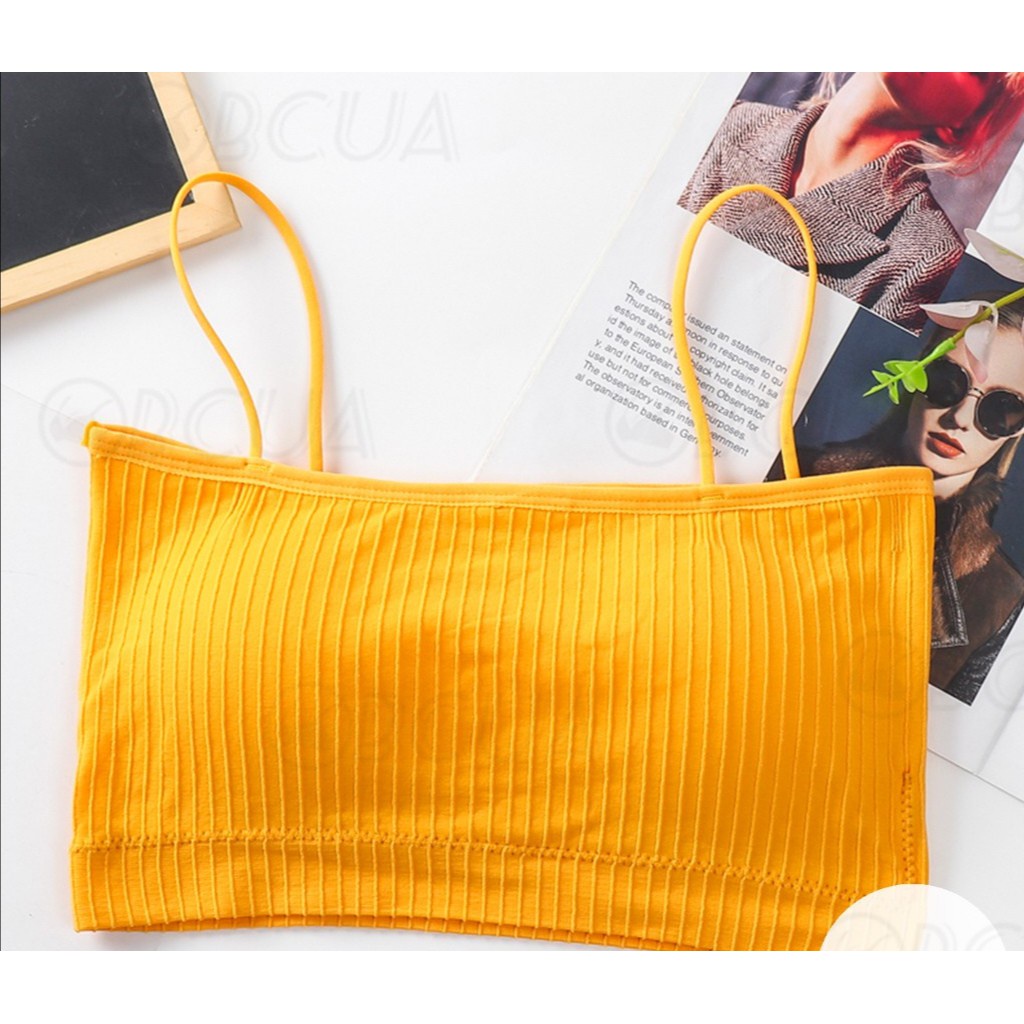 Bra Wanita Tanpa Kawat Bahan Halus BH Import Simple Nurah Batam-Kuning